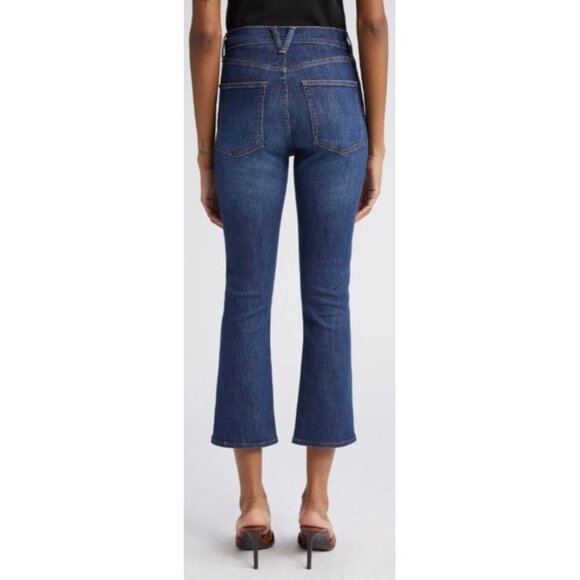 Veronica Beard Carly Kick Flare Denim Size 24 Crop High Rise Jeans NWT Cornflowe - Picture 2 of 12